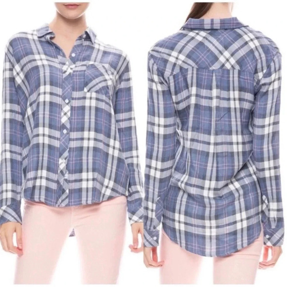 Rails Hunter Plaid Shirt Navy Candy White - Picture 2 of 12